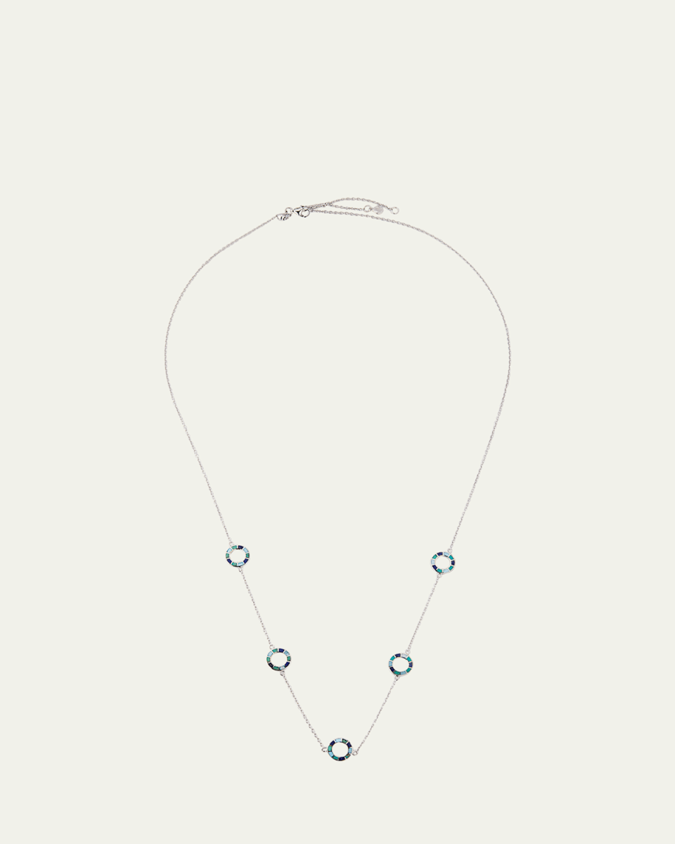 Lapis, Blue MOP and Turquoise Dash Circle Five-Station Necklace